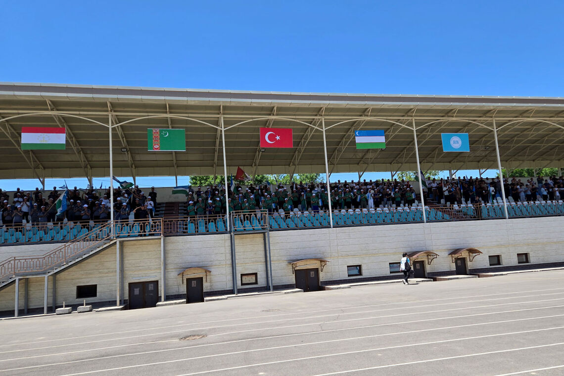 Full spectator stands at the International Alpomish Barchinoy Tournament.