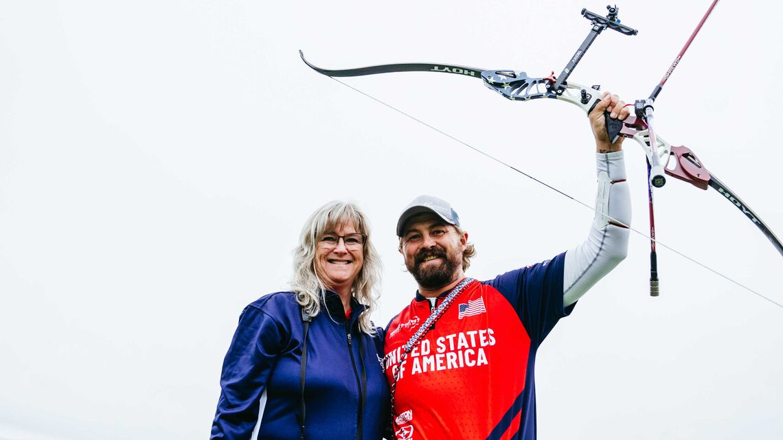 Brady Ellison’s mother acted as his coach at the 2024 World Archery Field Championships.