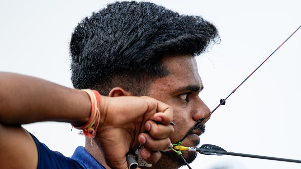 Sahil Rajesh Jadhav aiming. 
