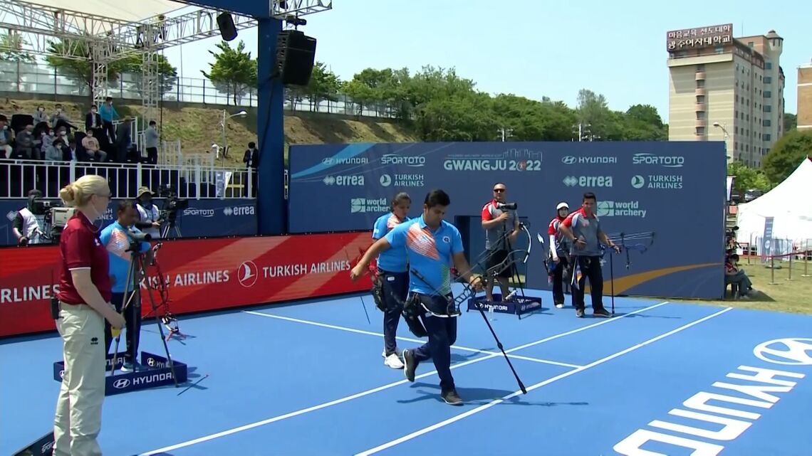 He then returns to the shooting line…