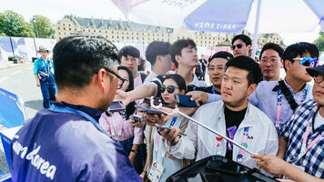 Kim Woojiin is interivewed at the Paris 2024 Olympic Games.