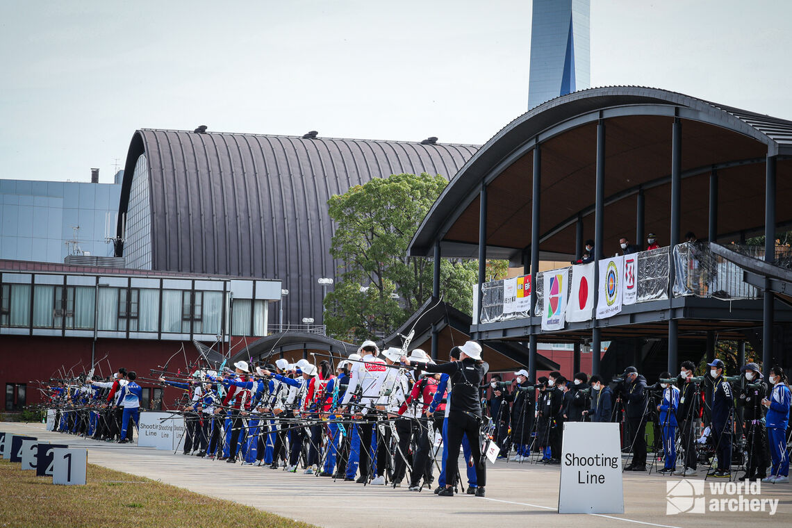 Archers shoot at Japanese trials in November 2021.