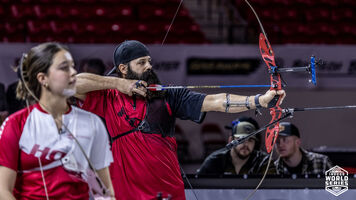 Catalina Gnoriega and Justin Huish in the legends match in Vegas.