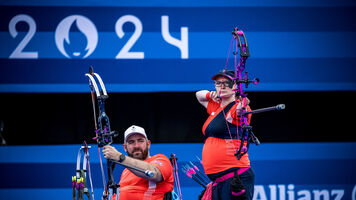 Nathan MacQueen and Jodie Grinham won mixed team gold in Paris 2024.