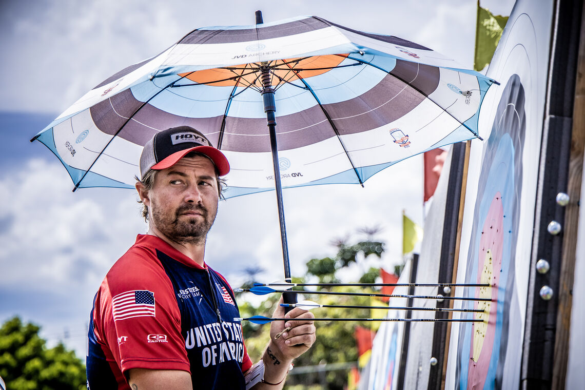 Brady Ellison showing class after being sick at the start of the event.