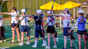 Youth athletes shooting at 2025 Olympic Solidarity training camp in Antalya.