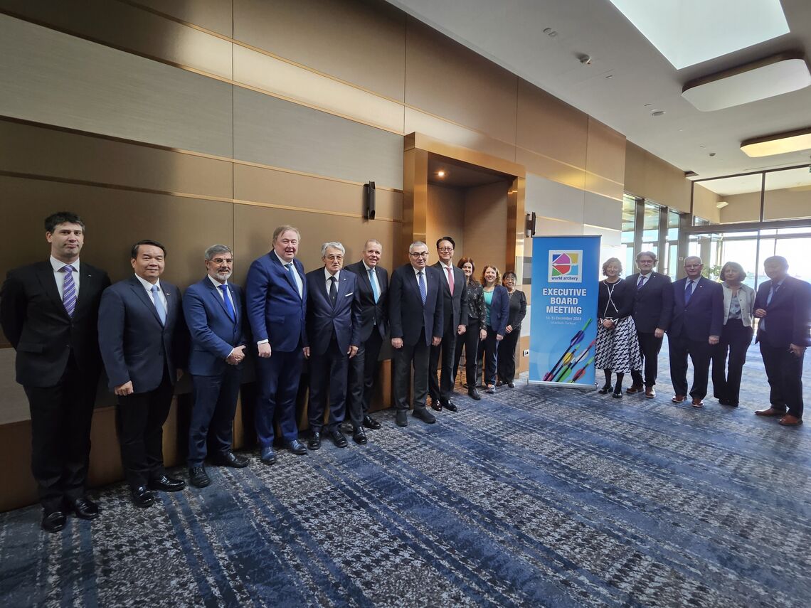 The World Archery executive board in December 2023.