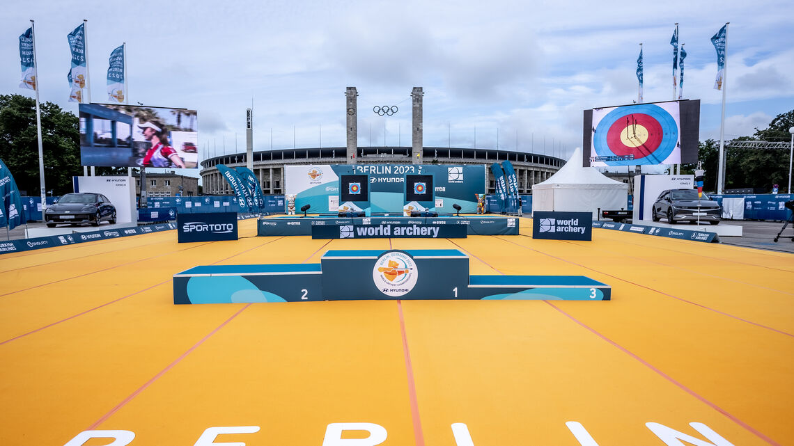 The finals field at the 2023 Hyundai World Archery Championships.