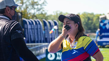 Sara Lopez at the world championships in 2021.