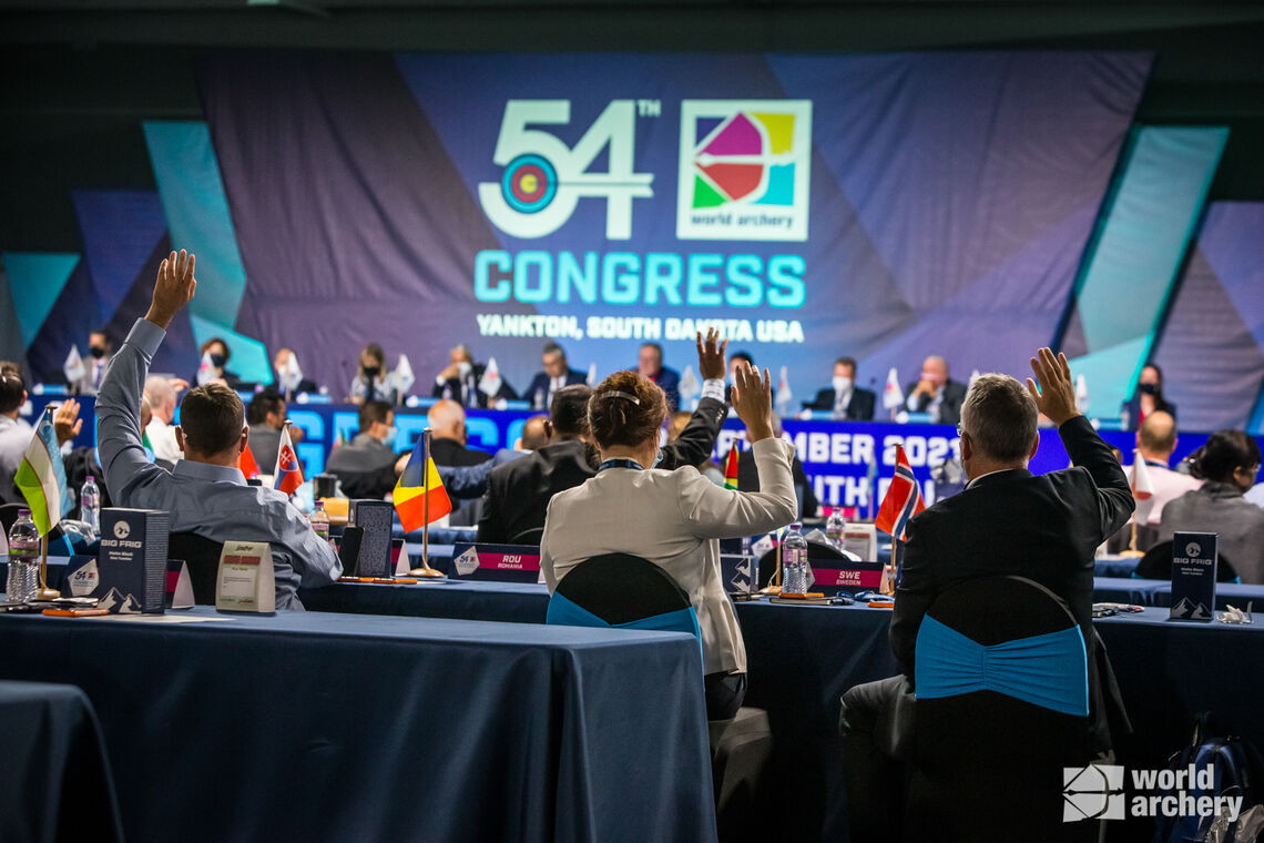 Voting at Yankton 2021 World Archery Congress.