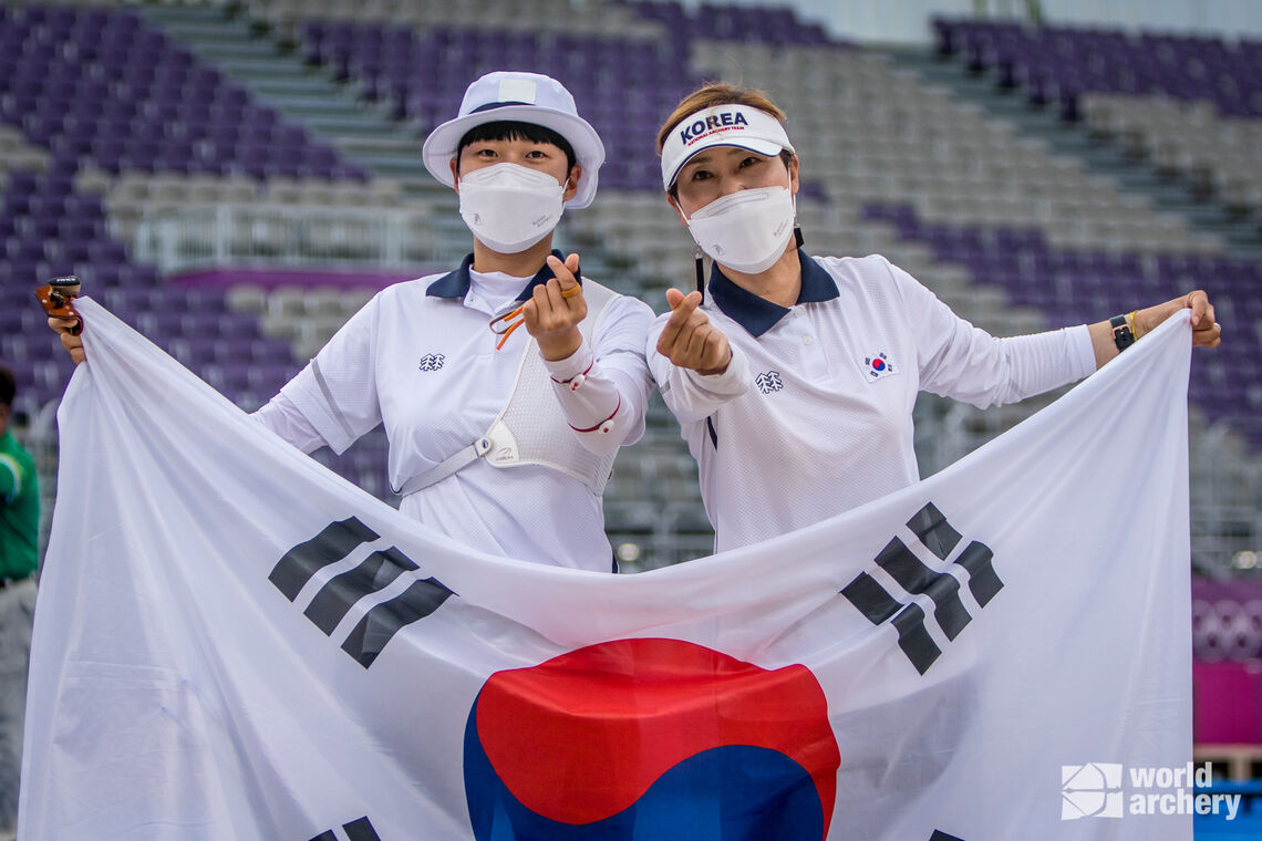 An San celebrates at the Tokyo 2020 Olympic Games. 
