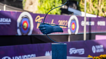 The Hyundai Archery World Cup trophy.