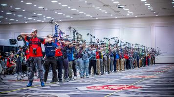 Shooting line at Las Vegas 2025 Indoor World Series stage.