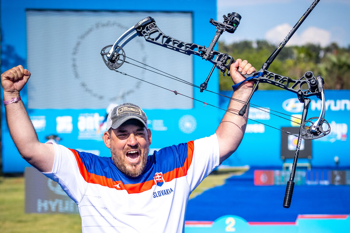 Jozef Bosansky celebrates winning the first stage of his career.
