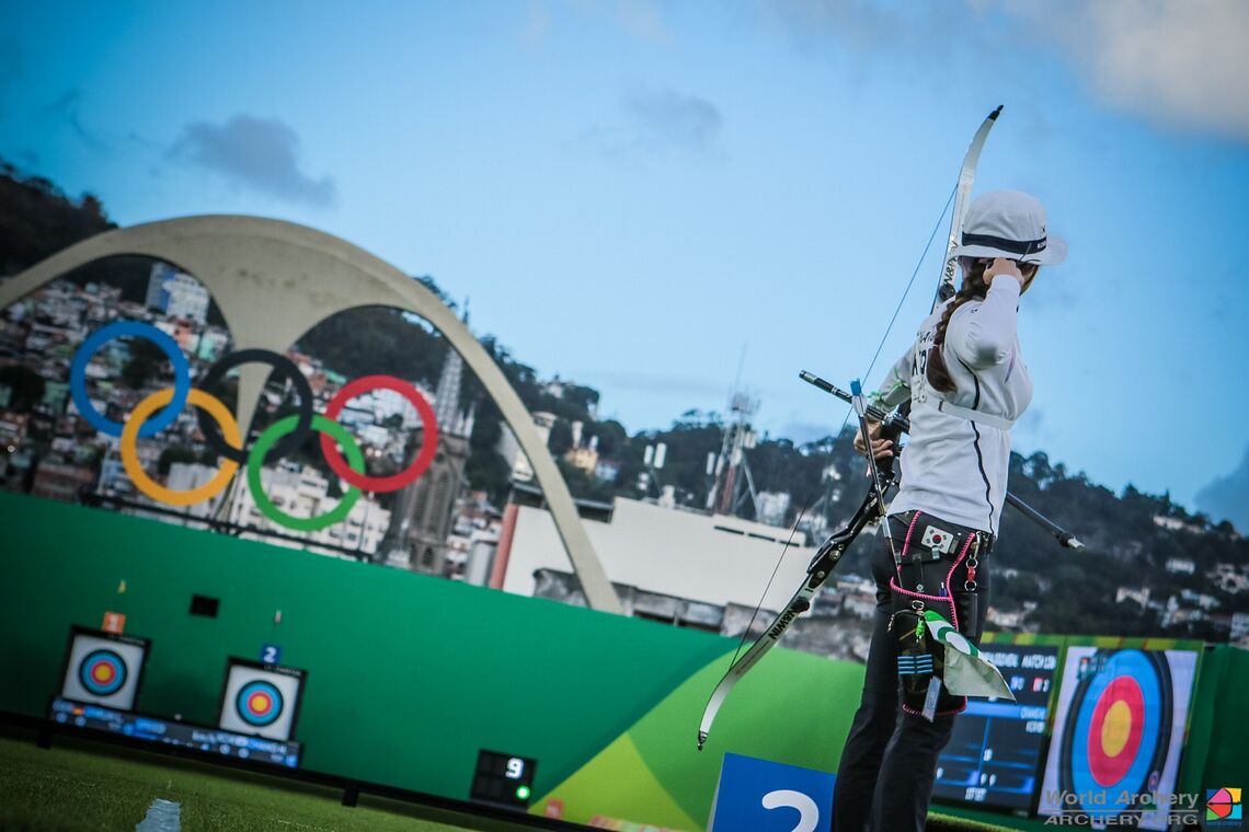 Chang Hye Jin shooting at the Rio 2016 Olympic Games.