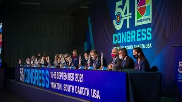 The executive board at the 2021 World Archery Congress.
