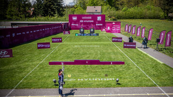 The finals arena at the second stage of the Hyundai Archery World Cup in 2021.