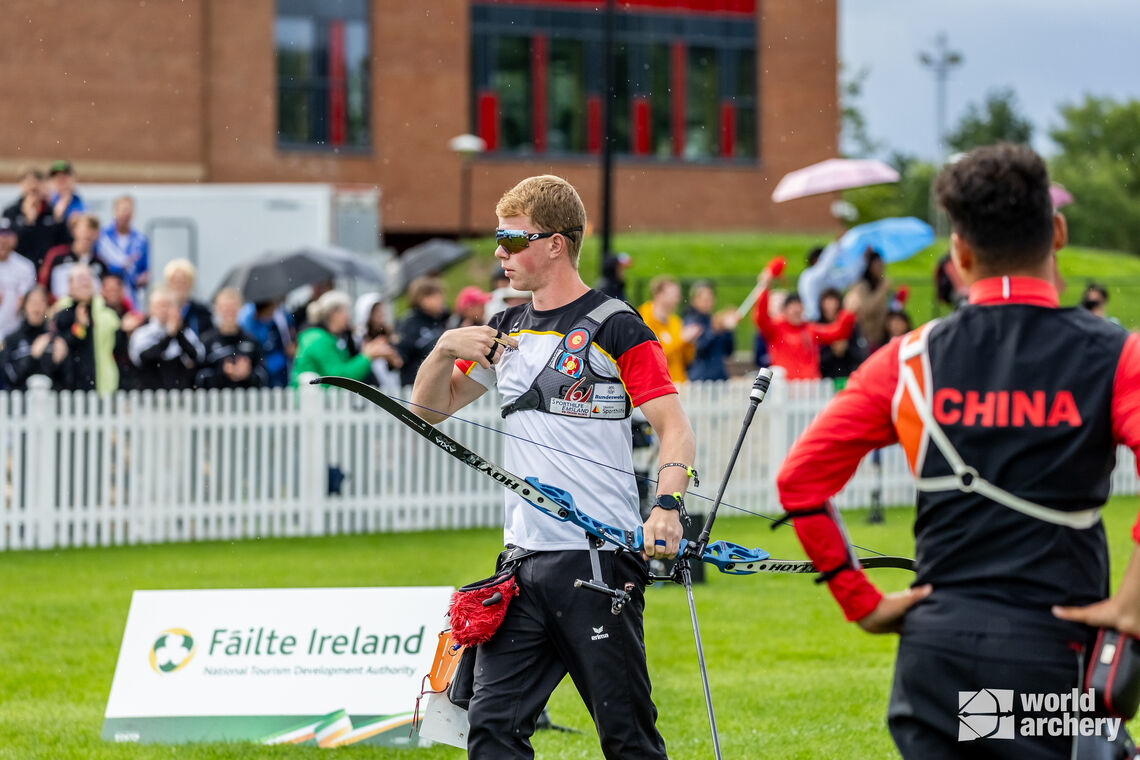 Mathias Kramer realises he’s recurve under-21 men’s bronze medal.