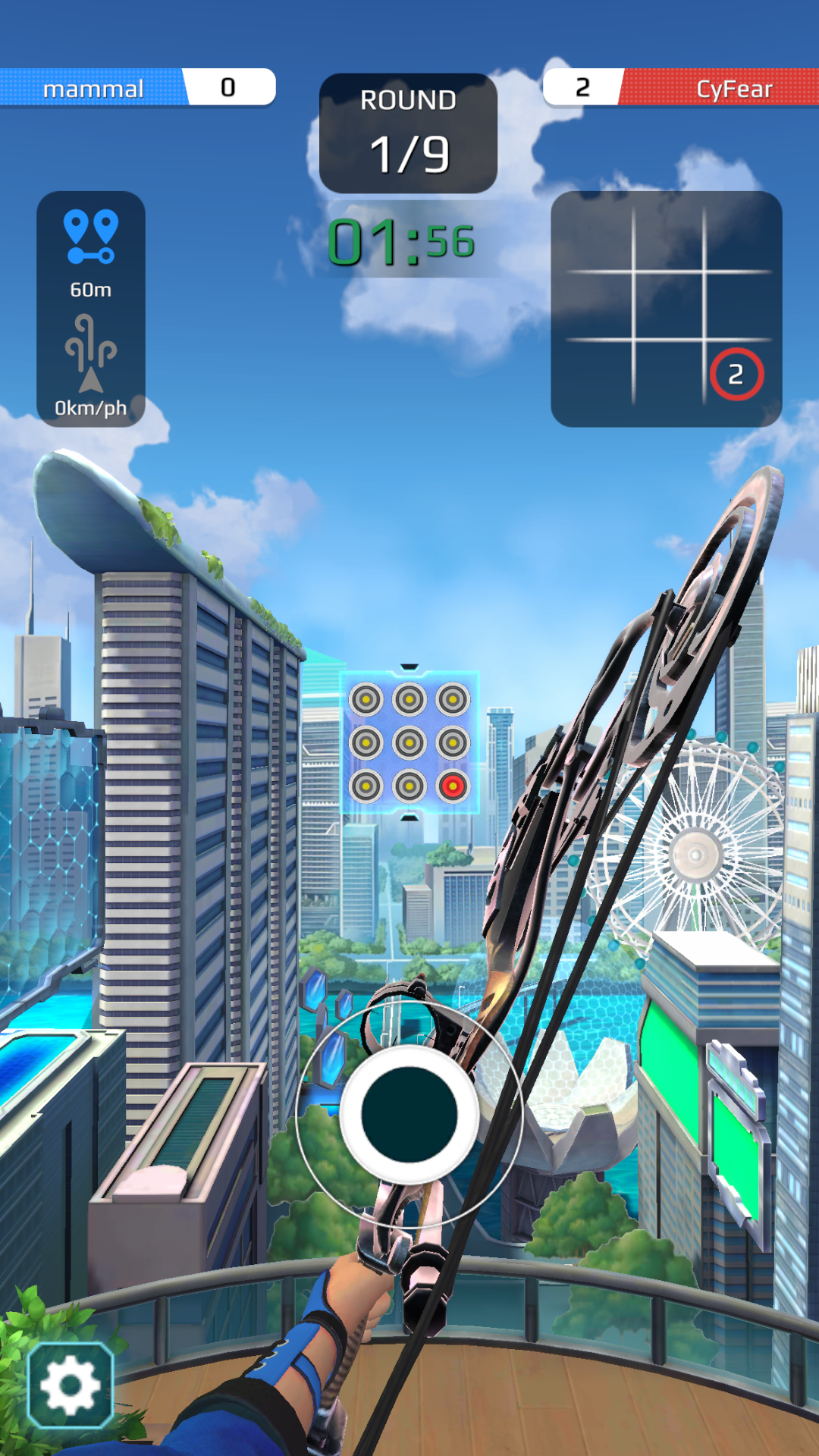 Tic Tac Bow combines the accuracy of archery with the traditional game of tic-tac-toe.