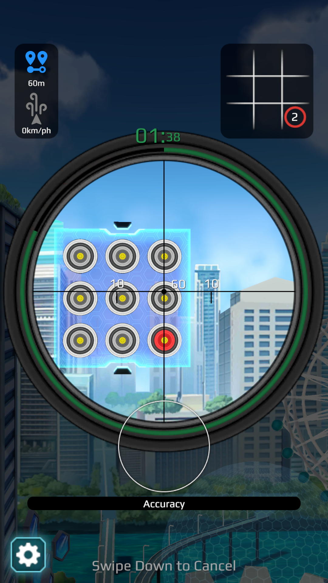 Players must claim three targets in a row – horizontally, vertically or diagonally – to win.